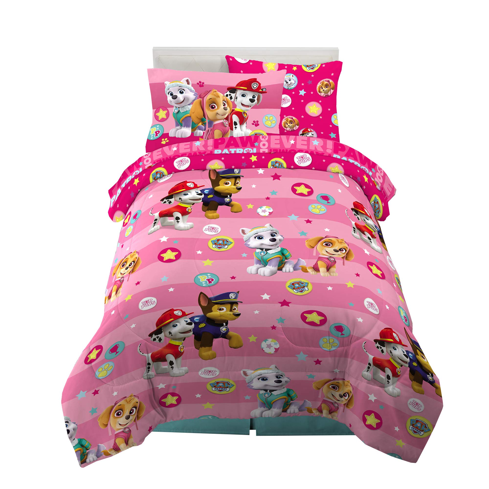 Paw Patrol Girls Kids Bedding Super Soft Comforter And Sheet Set With Sham, 5 Piece Twin Size, (100% Officially Licensed Nickelo